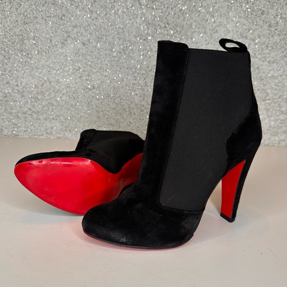 Christian Louboutin Boulevard Gored Red Sole Bootie, Black 37 - Picture 1 of 12